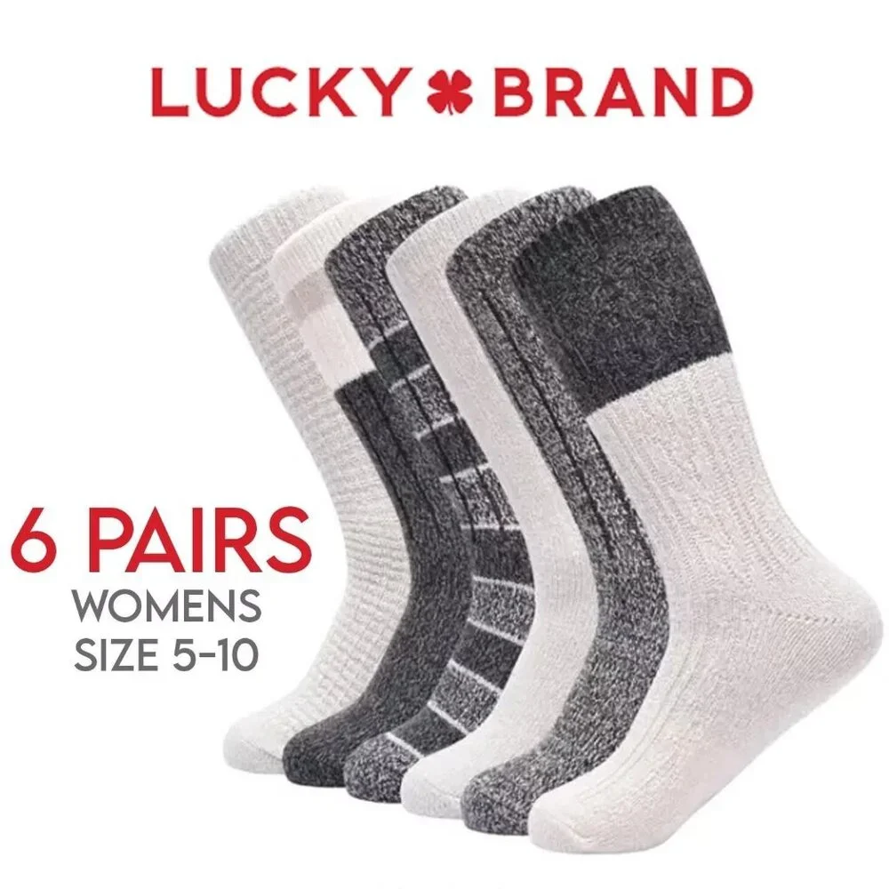 Lucky Brand 5-10 Women Super Soft Yarn Cozy Winter Boot Socks 6-Pair Shoe Socks